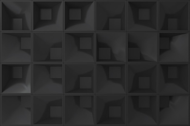 Black 3d wall square shape for background.