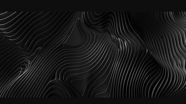 Черный абстрактный дизайн фона Современный волнистый рисунок линии гильошные кривые в одноцветных цветах Премиум полоса текстура для баннера бизнес фон Темный горизонтальный векторный шаблон