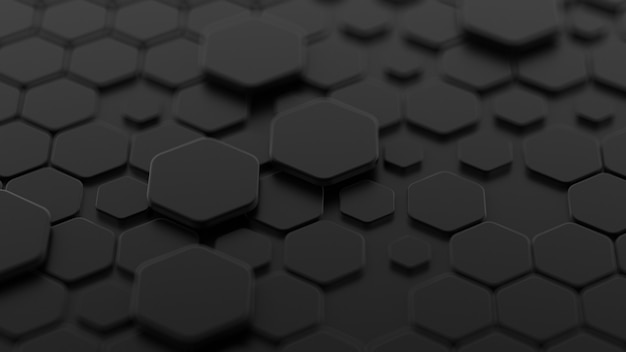 Black abstract background with hexagons