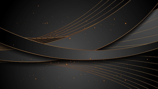 black abstract corporate wavy design with golden dots