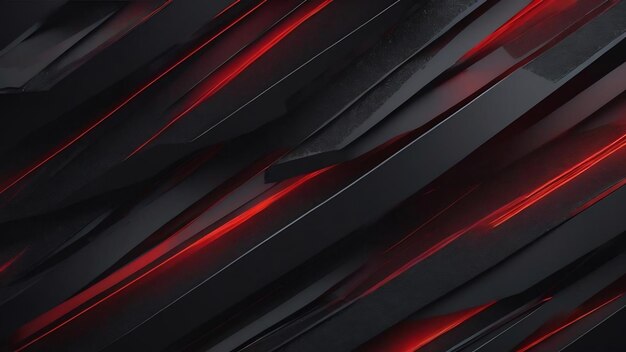 Black abstract diagonal overlap layers background with red light decoration generative ai