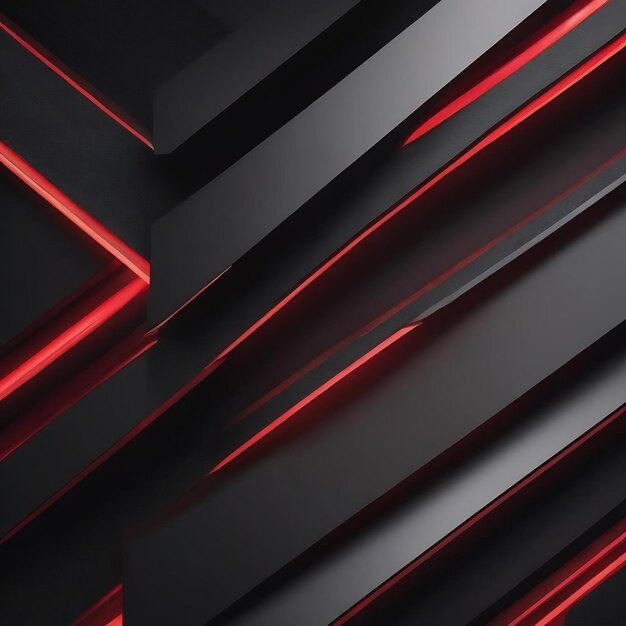 Black abstract diagonal overlap layers background with red light decoration generative ai