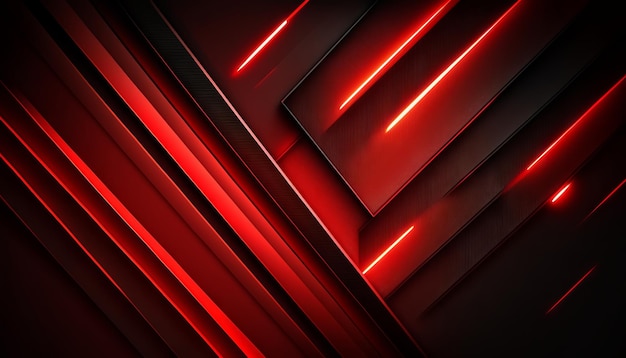 Black abstract diagonal overlap layers background with red light decoration