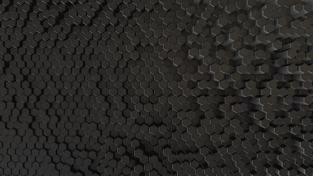 Black abstract field hexagon