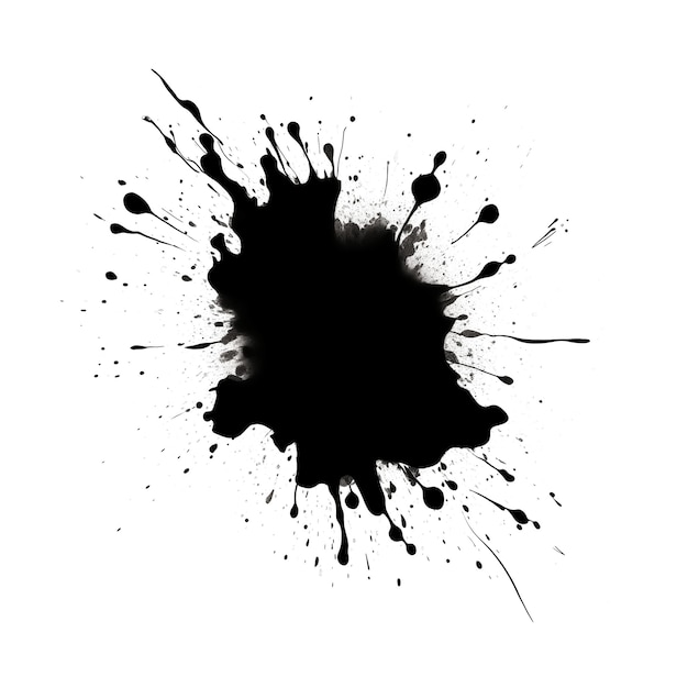 Photo black abstract figure ink spots on a transparent background