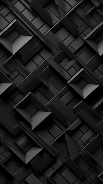 Premium AI Image | Black abstract geometric background with 3d shapes ...