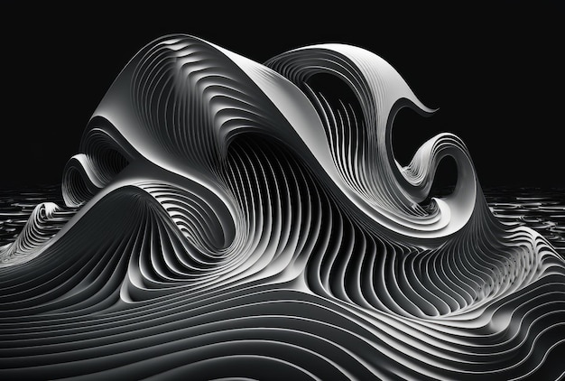 Black abstract smooth waves background Generative AI