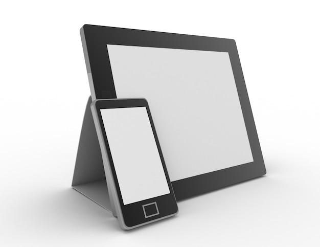 Black abstract tablet computer (pc) on white background