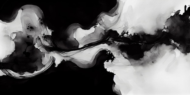 Black abstract watercolor on a white background generative AI