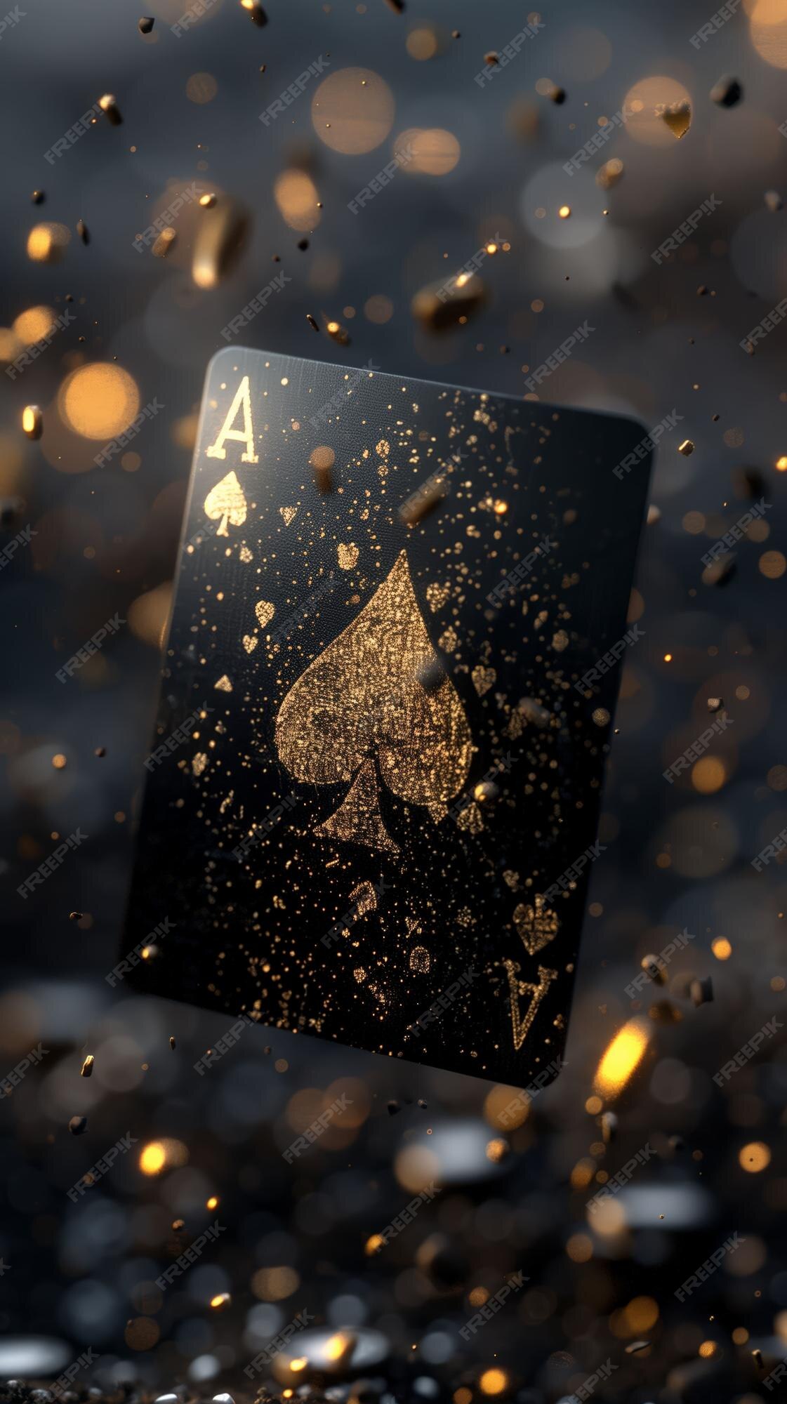 Premium Photo | Black Ace of Spades with golden sparkles floating in …