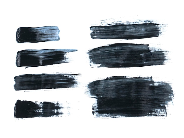 Black acrylic paint stroke isolated on white background abstract art concept