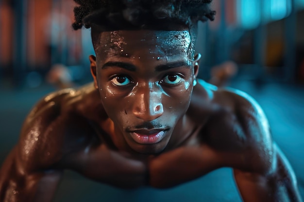 Чернокожий афроамериканский спортсмен с здоровым мескалом Ai generative