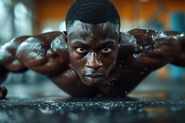 Чернокожий афроамериканский спортсмен с здоровым мескалом Ai generative