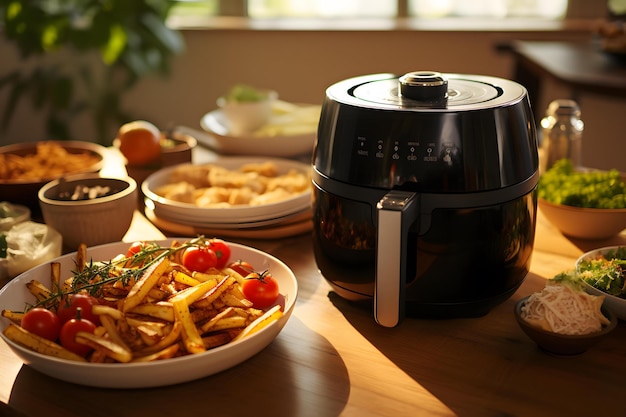 Black air fryer a healthy oilfree cooking appliance generative ai