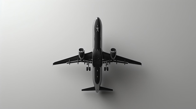 Photo black airplane on a white background the plane is in focus and the background is blurred the plane is a sleek and modern design