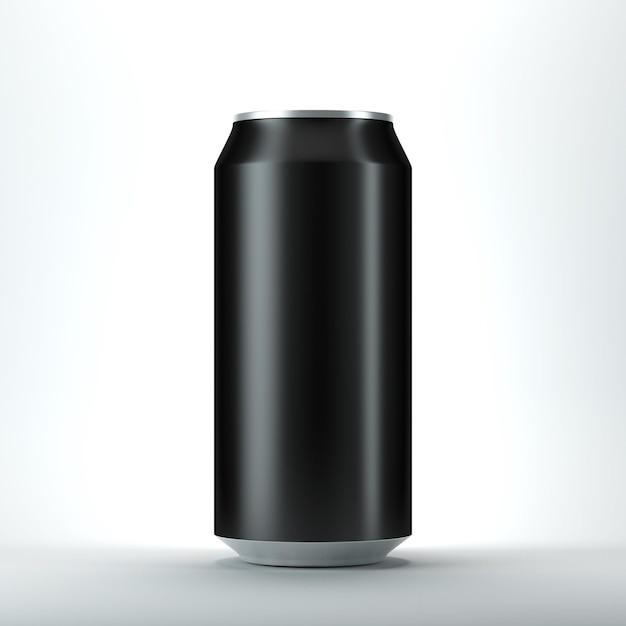 Photo black aluminum can for beer and other drink isolated mockup 3d rendering