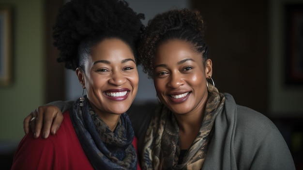 흑인 미국인 두 여자 미소