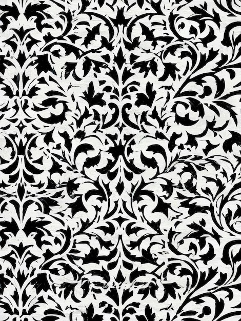 写真 黒と白のアール ヌーボー リノカット複製インク背景パターン