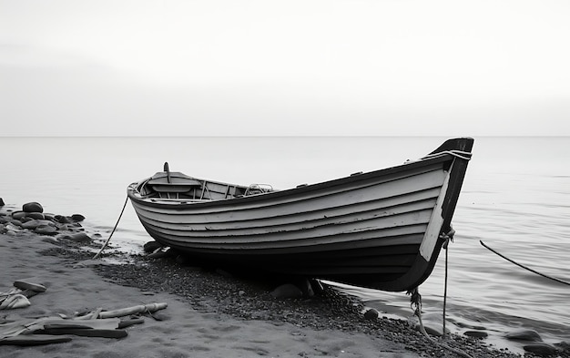 Фото Черно-белая лодка на воде