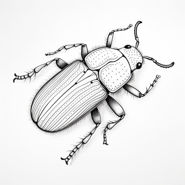 Фото Черно-белый цветный рисунок водяного жука