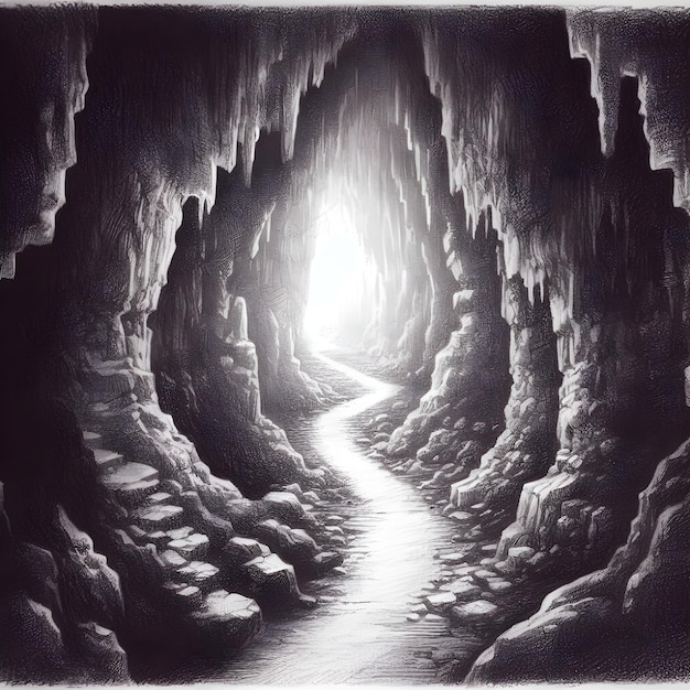 사진 동굴 의 흑백 그림