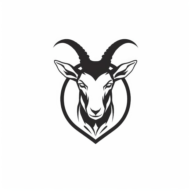 Фото Черно-белая икона козы на белом фоне