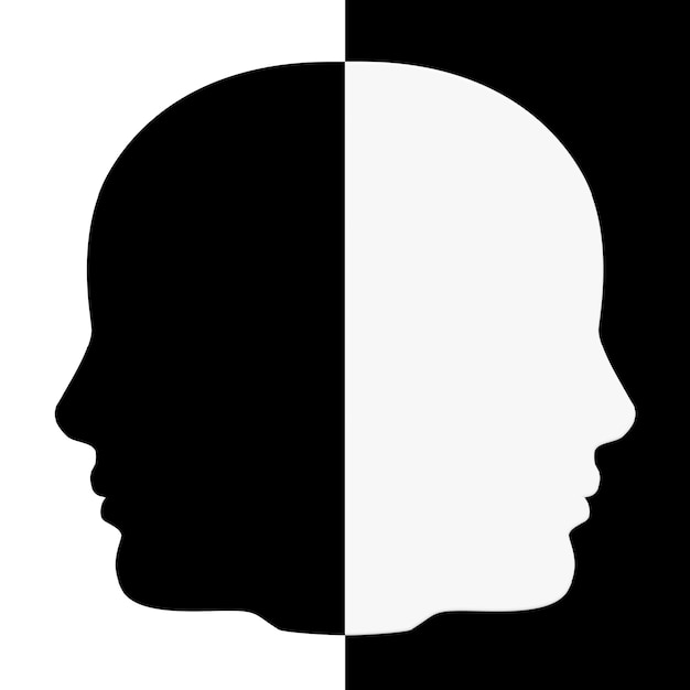 Фото Черно-белый крупный план формы головы человека крайний. 3d-рендеринг.