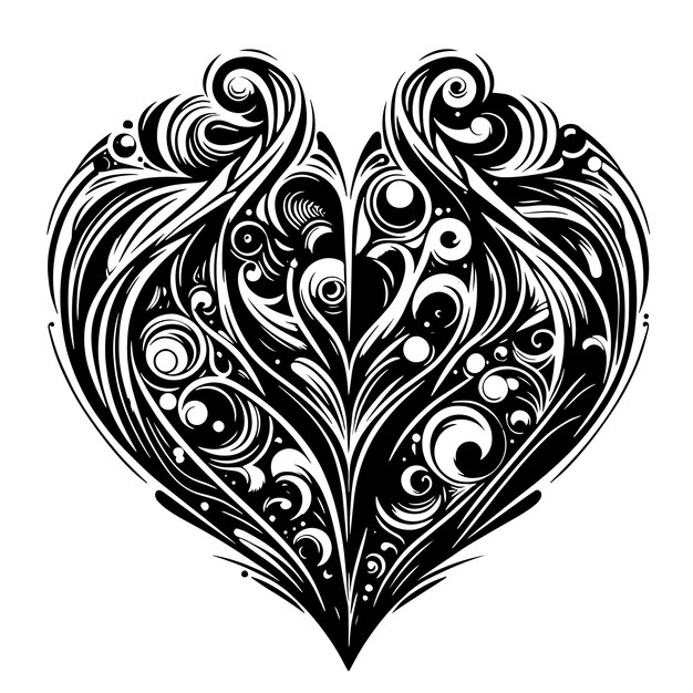 Фото Черно-белая иллюстрация образца с абстрактными символами сердца