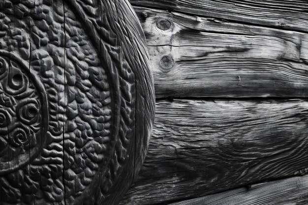 Фото Черно-белое произведение искусства викингов с орнаментами в средневековом стиле