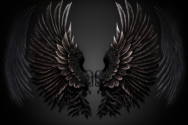 Photo black angel big black wings fantasy