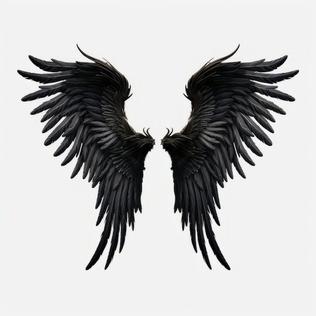 Photo black angel wings isolated on white background