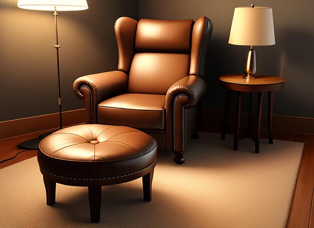 black armchair 3d rendering