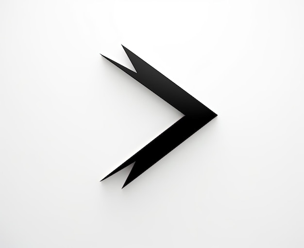 Photo a black arrow pointing down on a white background in the style of curvilinear shapes