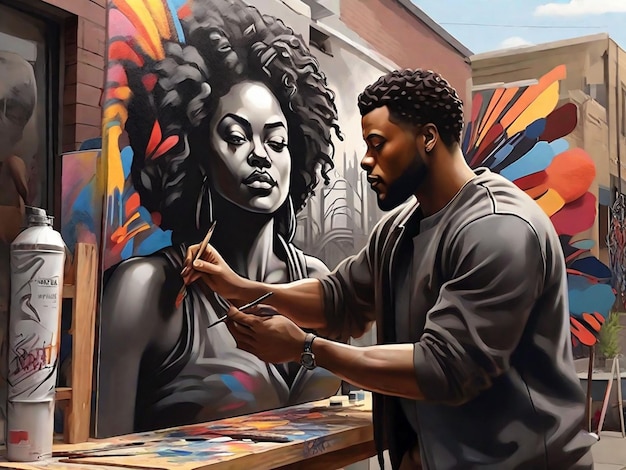 black artist painting