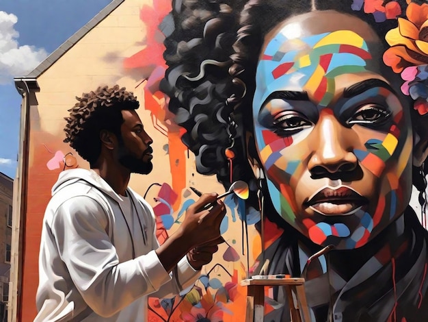 black artist painting