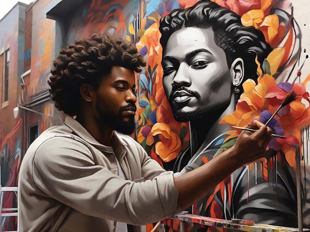 black artist painting