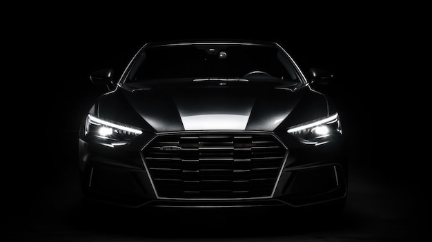 Photo a black audi sport car with the headlights on.