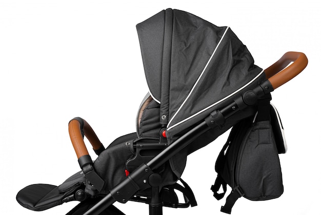 Black baby carriage isolated