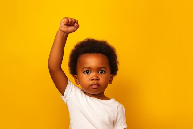 Black baby kid with fist raised black history month concept