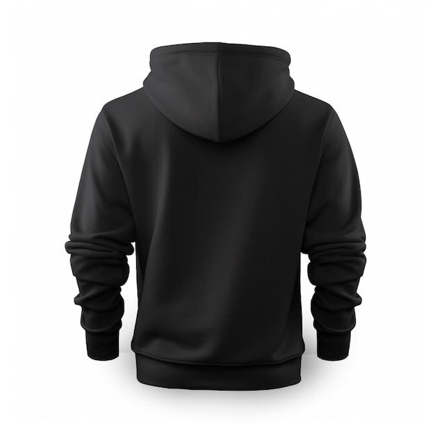 Black back view tee hoodie hoody sweatshirt on white background