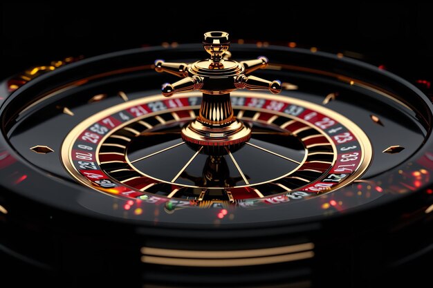 Black backdrop with a roulette wheel at a casino Generative Ai