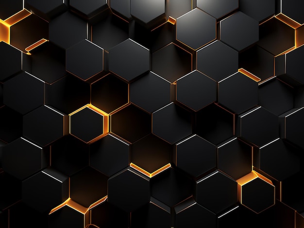 Black background adorned with geometric polyhedrons AI Generation