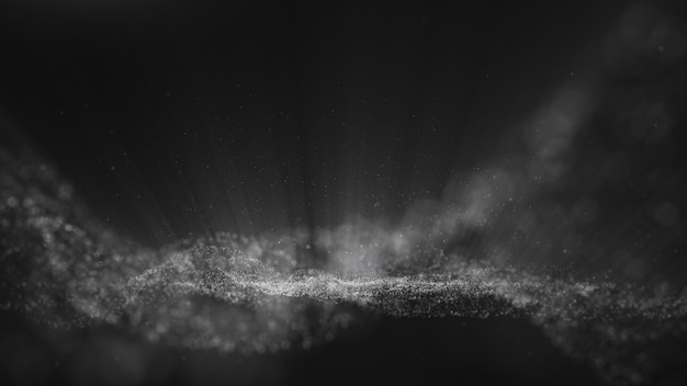 Black background, digital signature with particles.