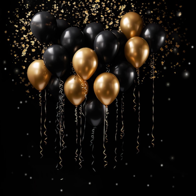 black background facebook banner with gold sparkles