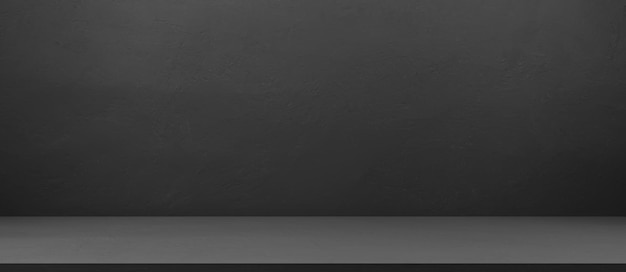 Черный фон Серый студийный пол Платформа кухонный стол Серая сцена Цемент 3D Теневая комната