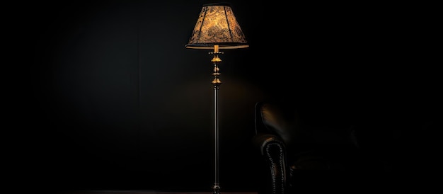 Black background isolates loft style floor lamp with switches