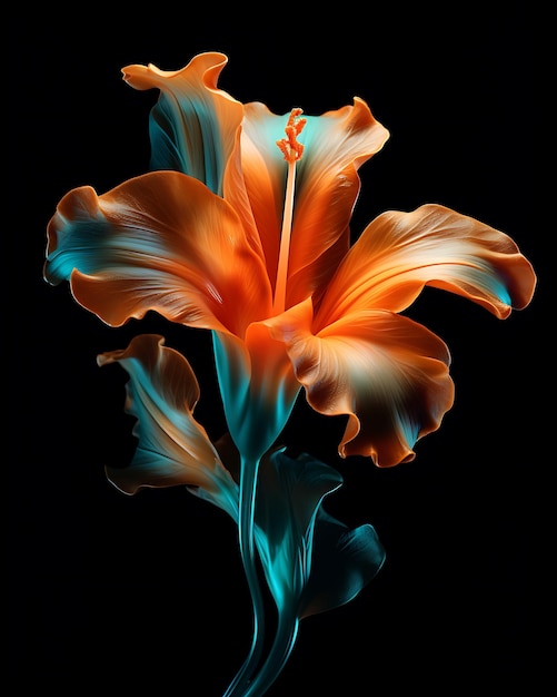 Black Background Orange Flower Style