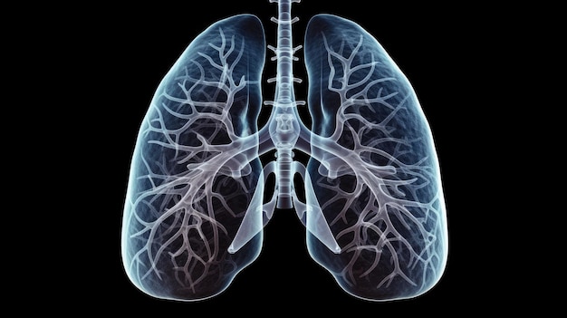 A black background shows a human lung and the word lung on it.
