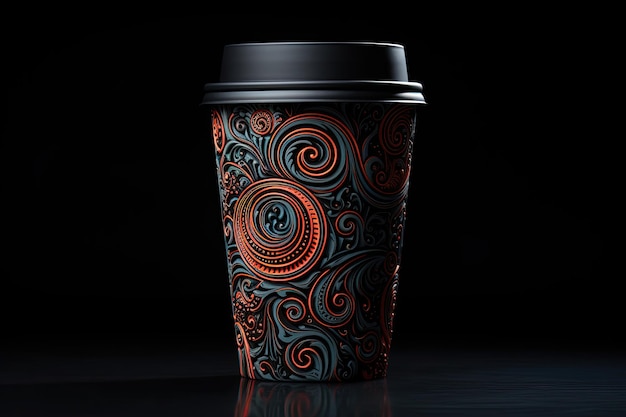 Black background takeaway coffee cup