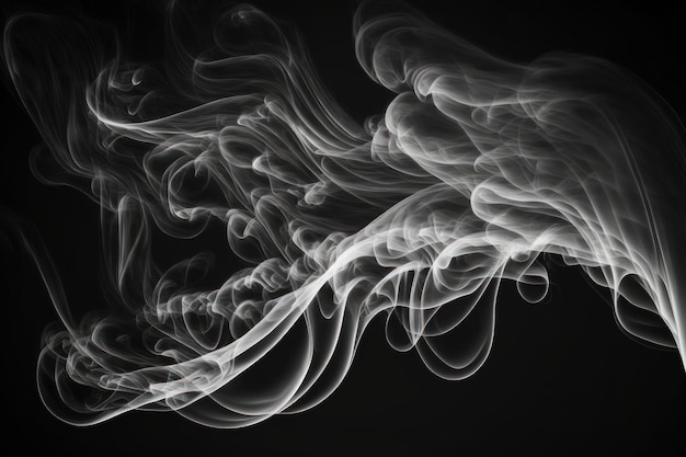 Black background texture or overlay with white smoke or dense steam